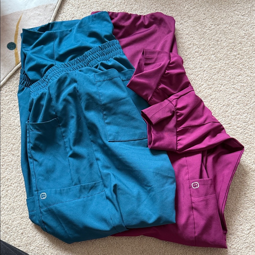 WonderWink Teal and Magenta Women's Maternity Scrub Pants